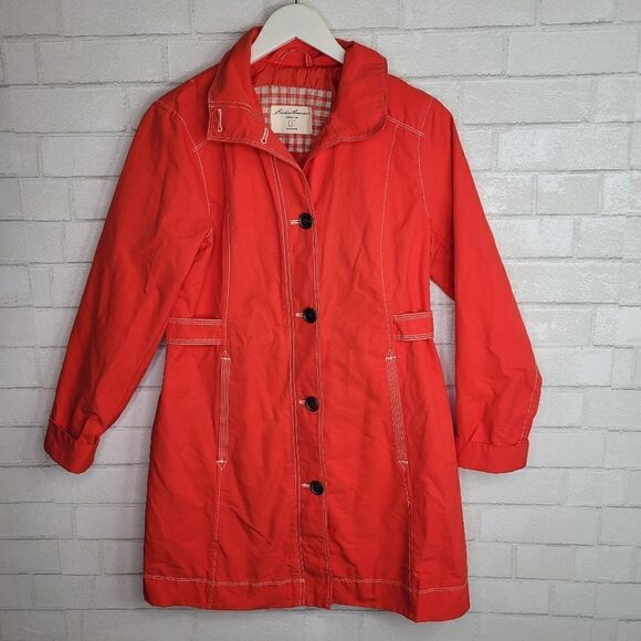 Eddie Bauer Red Orange Nylon Fitted Jacket - Picture 1 of 4